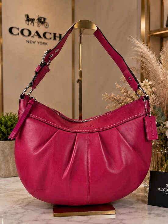 Coach | Bags | Coach Y2k Xl Soho Pleated Pink Fuchsia Leather Hobo
